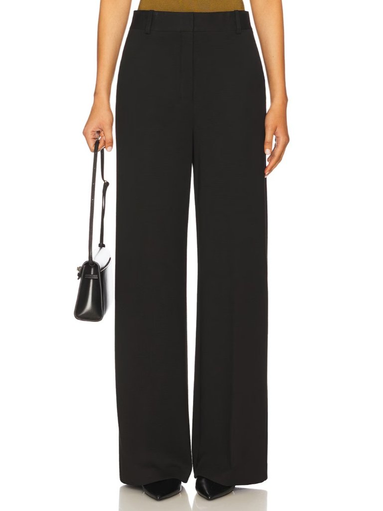 Nwt Theory High Waist Wide-Leg Trouser In Black Double-Knit Jersey Pants 2